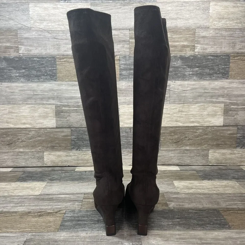 Casadei Boots 7.5 Brown Suede Vero Cuoio Knee High Heel Made in Italy